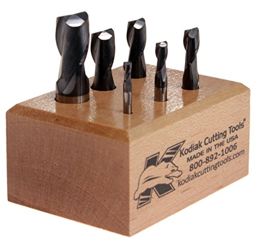 Kodiak Cutting Tools 6I-RY3N-FNED USA Made Premium Micrograin Carbide End Mill Set, ALTiN Coated, 2 Flute, 1/8