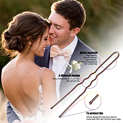 Mbsomnus 200pcs Hair Pins 7cm U-Shaped Long Bobby Pins Brown Hair Bun with Storage Box Grips for Thick Women Girls Wedding Styling Accessories - Image 4