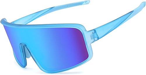 Miniatura 2 de FEISEDY Gafas de sol deportivas, escudo polarizado de gran tamaño para mujeres y hombres, de una sola pieza, para béisbol, ciclismo, correr, al aire