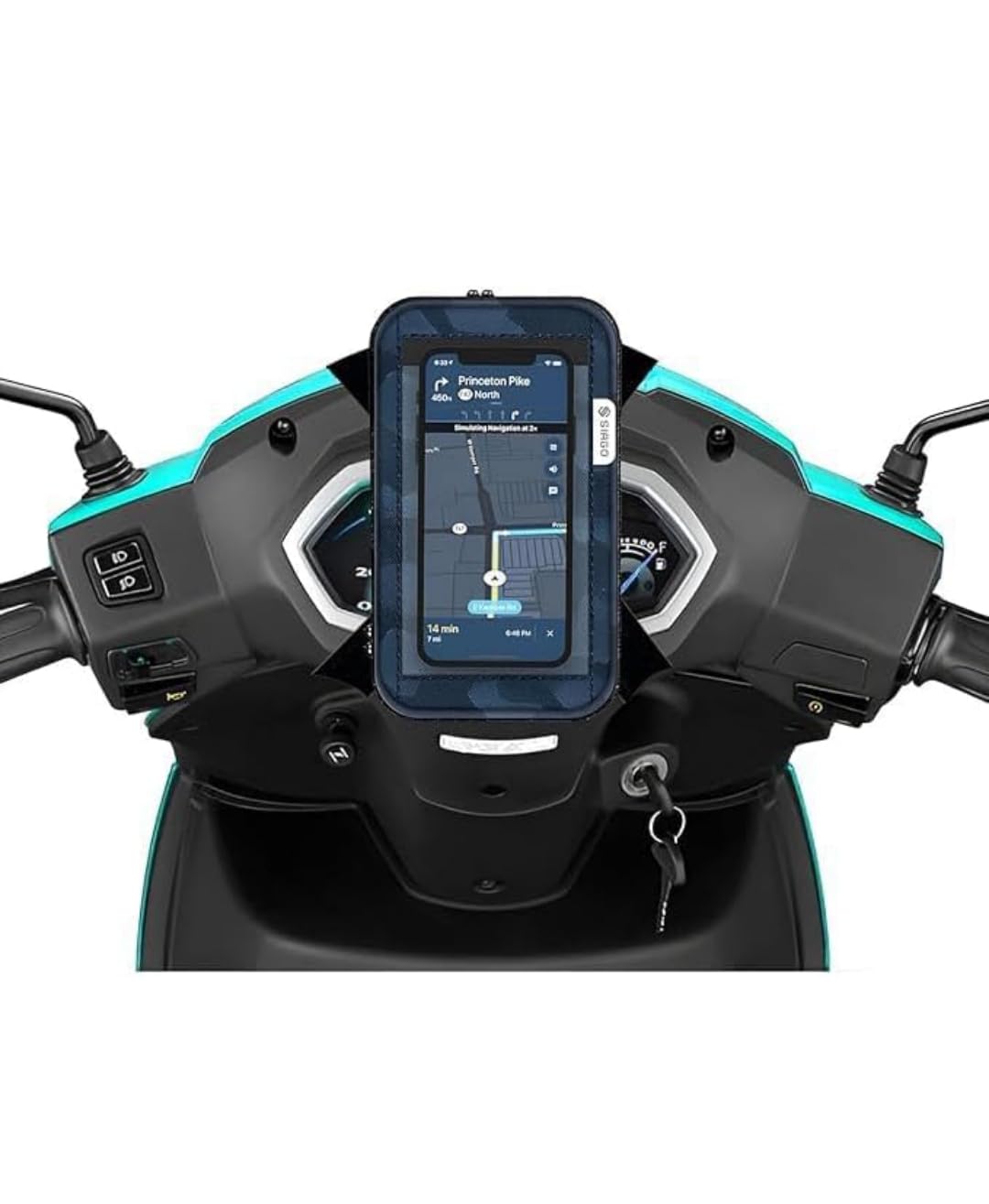 Motorcycle Phone Mount Holder, Waterproof Navigation Display Case, Universal Scooter Dashboard Mobile Stand, Black-picture-28