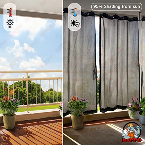 Image of HIPPO HDPE 230 GSM Outdoor Loop Curtain (Cool-Grey, 3FTX4.5FT, Solid)
