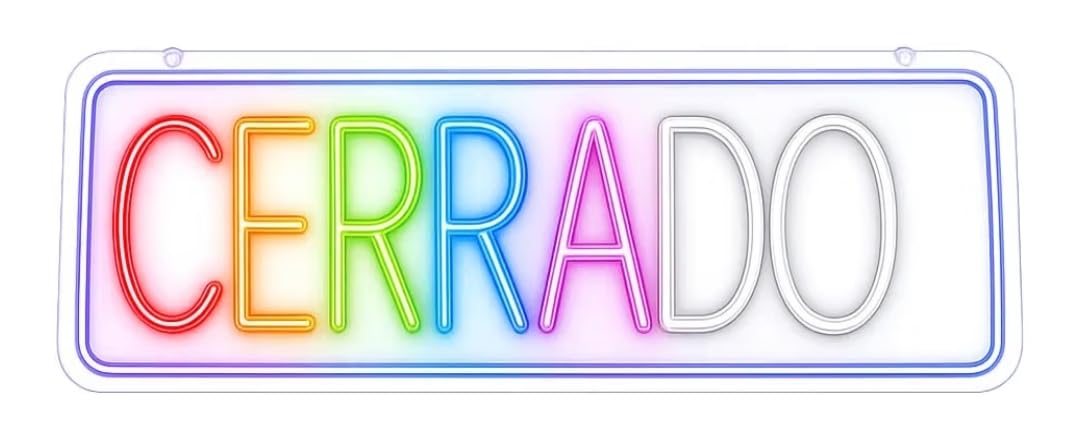 Letrero led neón flex Cerrado cartel metacrilato transparente medidas 35cm aproximadamente alimentacion 12 v