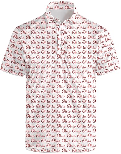 INZVKJLU Ohio Map State Flag Golf Shirts for Men Polo Shirt Short Sleeve Ohio Golf Polos Shirts Quick-Dry Shirt Golf Gifts