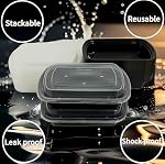 25pack 32oz Plastic meal prep container w/lid, Food prep containers, Take out containers，Food Storage container microwave and freezer safe- Black