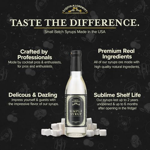 Liquid Alchemist Simple Syrup for Cocktails - Real Ingredients Make our Simple Sugar Syrup the Perfect Old Fashioned Mix - Our Drink Mix is Non-GMO Gluten Free & Vegan (12.7 oz)