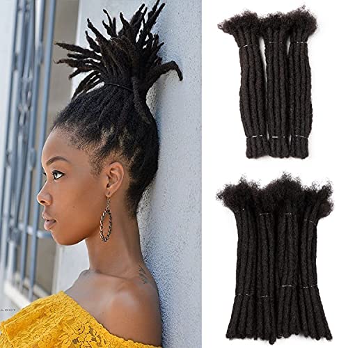 Lovenea 10 Inch 70 Strands 100% Human Hair Permanent Dreadlocks Extension Handmade Locs Real Human Hair Dreadlock Extensions for Man/Women Natural Black 0.8 cm Width Locs Extensions Human Hair (1B#)