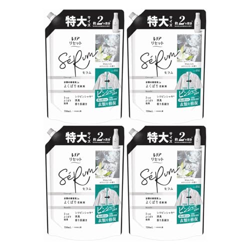 【まとめ買い】 レノア リセットセラム ホワイトリリーの香り つめかえ用 特大サイズ × 4セット