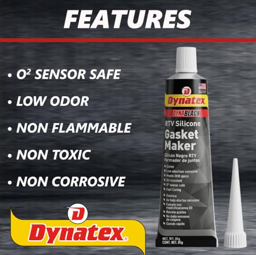 Image of Dynatex DynaBlack RTV Silicone Gasket Maker 85g Tube - 500F High Temperature, Sensor Safe, Low Odor, and Non-Corrosive Silicone Sealing Compound Made in the USA (8-Pack)