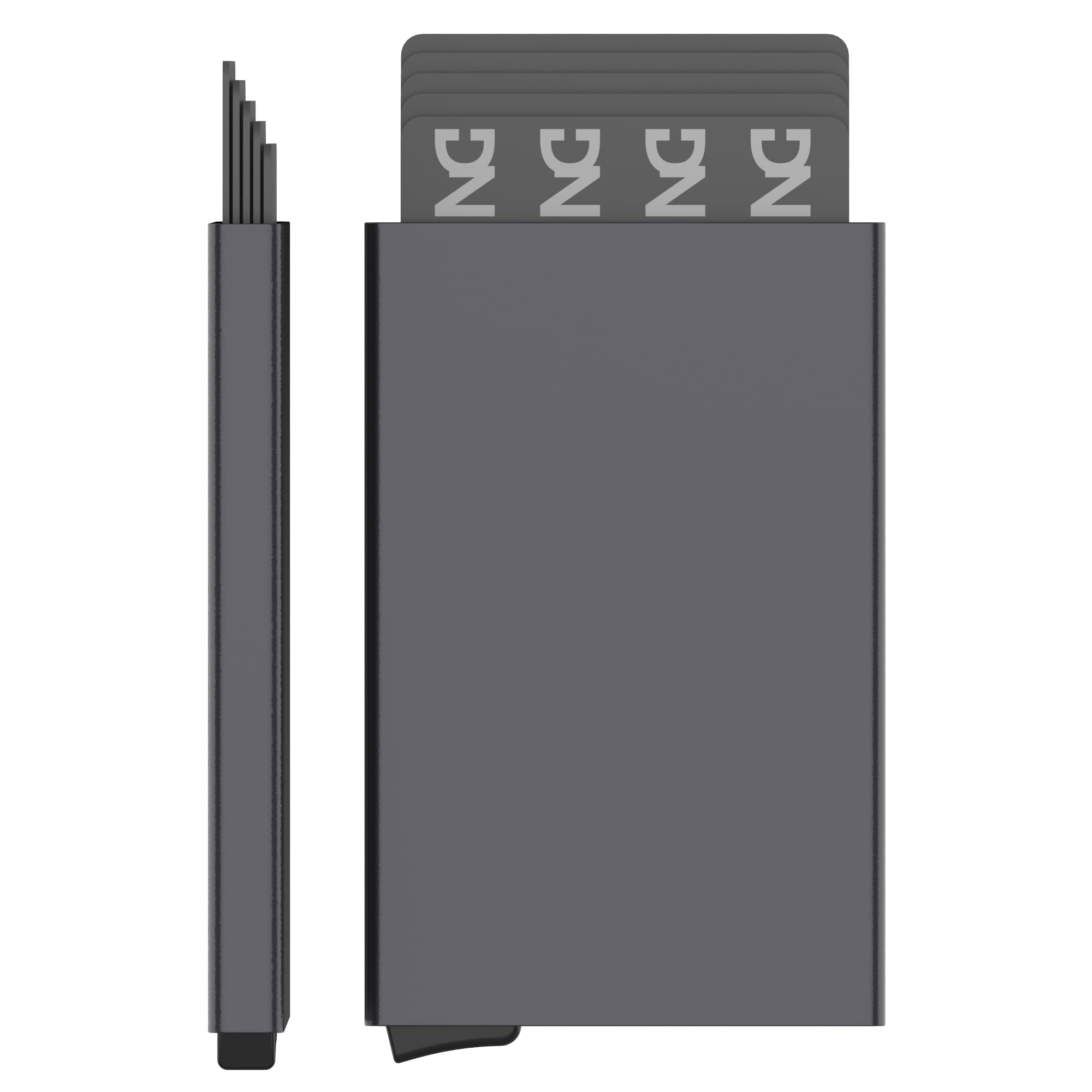 Porta Tarjetas Metal Protección RFID - Tarjetero Automático Aluminio Resistente Hombre Mujer Cartera Minimalista Negro