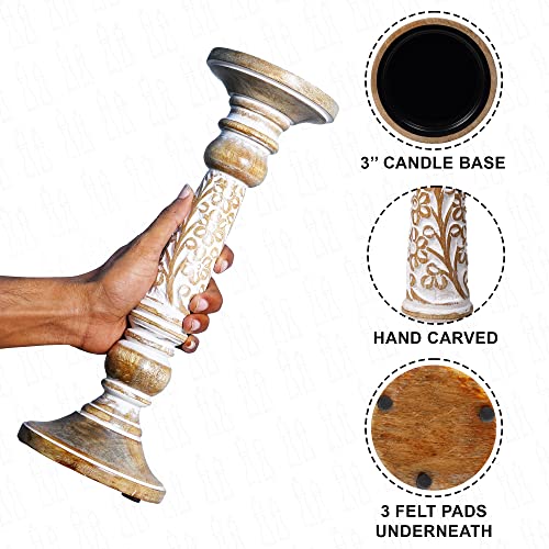 Candle Holders For Pillar Candles - Large Candle Holders Tall Candle Holders For Pillar Candles - Wooden Candle Holders Pillar Compatible With Battery-Operated Candles - Pillar Candle Holders Set Of 3 #TOP2