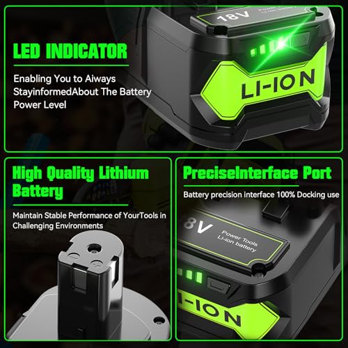 Image of Upgraded 2Pack 8.0Ah P108 Replacement for Ryobi 18Volt Battery Compatible with Ryobi 18V ONE+ Battery and Charger P102 P103 P104 P105 P107 P109 P122 PBP002 PBP003 PBP005 Cordless Power Tools