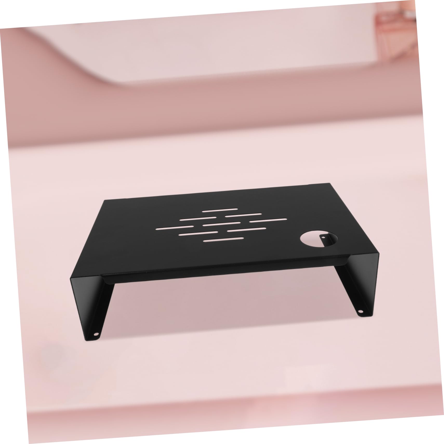 Alzatina per Monitor in Acciaio Nero, Supporto Ergonomico da Ufficio | Design Multifunzionale, Stile Minimal Moderno, per Postazione Desktop, Compatto e Ordinato