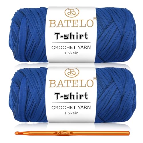 Image of 2 Pack Crochet T-Shirt Yarn for Beginner - High Elastic Thick Yarn, Polyester Fabric (Royal Blue) - 400g /144yds