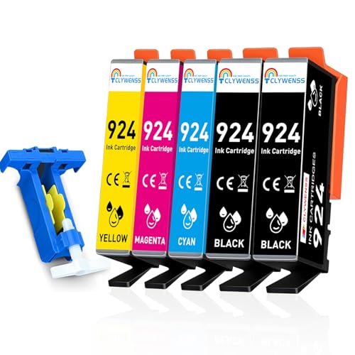 Clywenss 924 Ink Cartridges Compatible with HP 924 for OfficeJet Pro 8122e 8120e 8120 8132e 8124e 8125e 8130e 8134e 8135e 8138e 8139e 8122 8123 8125 8128 8130 8132 8133 8134 8135 Printer 5-Pack