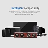 Vista 3 de Altavoz Bluetooth de madera, sonido de altavoz de computadora de TV de 12 W con soporte de subwoofer de 4 graves Bluetooth, AUX, tarjeta TF, FM (# 1)
