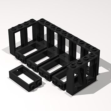 Classic Building Window Bulk, Window 1x2x3 Flat Front with 100 Piece, Compatible with Lego Parts and Pieces ColorBlack