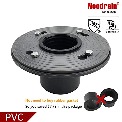 Neodrain 2-Inch PVC Sub Drain, Shower Drain Base, No Hub Shower Drain Base
