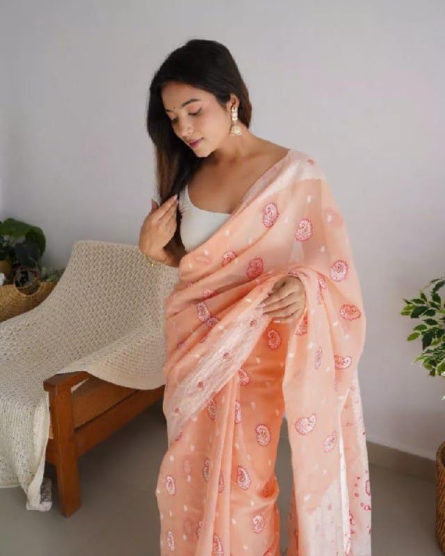 Image of Flosive Women's Woven Cotton Silk Saree With Unstitched Blouse Piece