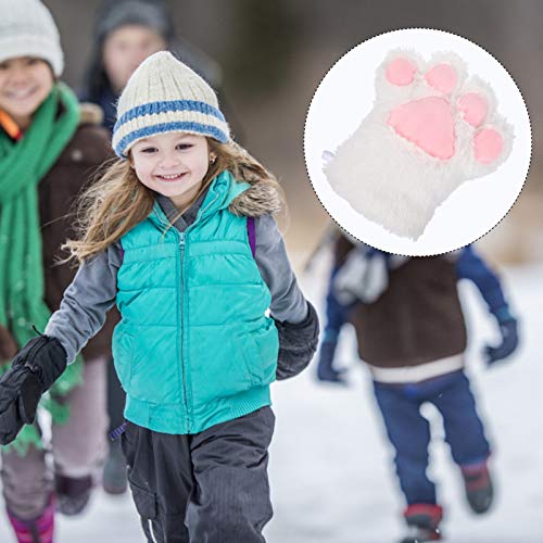 Toyvian White Plush Paw Mitts Animal paw Gloves Gloves Mitts Furry Animal4