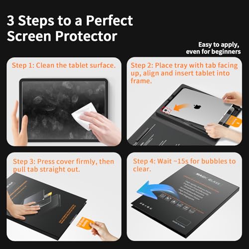 Image of JKSML 2-Pack Screen Protector for iPad A16 11th /10th Generation 11 /10.9 inch 2025 /2022, Tempered Glass UltraFit Tray for Easy Installation, Case Friendly, Bubble-Free, Face ID & Apple Pencil Support