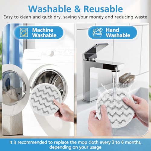 Image of iSingo 6 Pack 3897A / 3712 Rotating Steam Mop Pads Replacement for Bissell SpinWave SmartSteam Scrubbing Steam Mop Cleaner 【Models 3897A /3712 ONLY】, Washable Reuseable Refill Pads