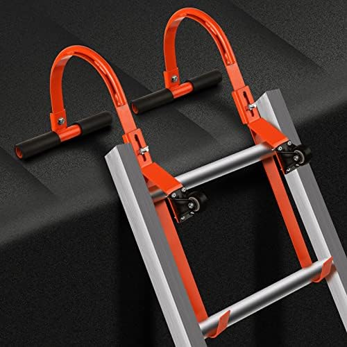 2 PK Heavy Duty Ladder Roof Hook with Wheel Rubber Grip T-Bar,Suitable for Climbing Steep Roofs, Able to Bear 500 Pounds
