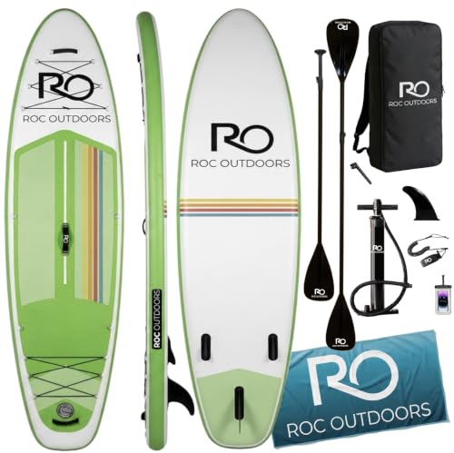 Image of Roc Inflatable Stand Up Paddle Board 10' 6 inch with Premium SUP Paddle Board Accessories, Wide Stable Design, Non-Slip Comfort Deck for Youth & Adults
