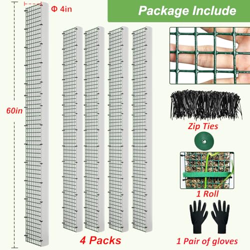 HOLANHING 60" Metal Moss Pole, D Shape Sphagnum Moss Pole, Moss Poles for Climbing Plants, Monstera, Indoor Climbing Plants (4Pcs 60")