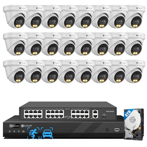 4COVR 16 Channel PoE Security Camera System, 2-Way Talk & Dual Lights Smart Full Color Night Vision, Human/Vehicle Detection, 4K NVR 4TB HDD, 12X 5MP Wired Business Dome IP Camera IP67, LY97