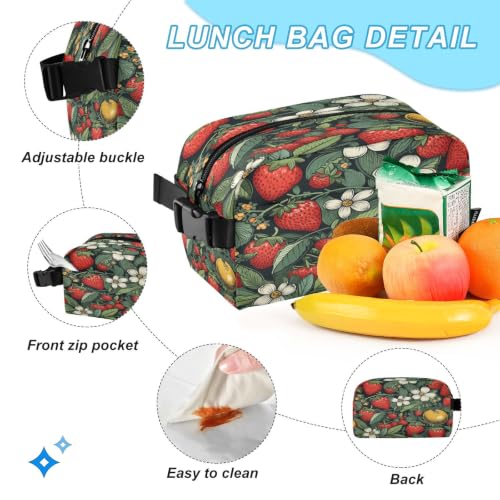 Sac à dos d'école fraise rouge avec sac à déjeuner pour élève - 5