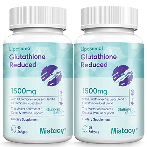 Liposomal Glutathione 1500 MG | Highest Absorption | Pure Reduced Glutathione Supplement Total 2400 MG | L-Glutathione (GSH) Supplement for Immune, Liver, Detox, Antioxidants, Non-GMO | 120 Softgels