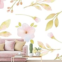 Wall Mural Flowers and Leaves Removable Self-Adhesive Wallpaper Wall Decoration for Bedroom Living Room - 66x96 inches