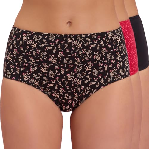 Image of NYKD (NYP104 Assorted Breathable Cotton Panty Set for Women (Pack of 3) | High Rise & Full Coverage Brief with Anti Odor Properties | Super Soft & Concealed Elastic for All Day Comfort