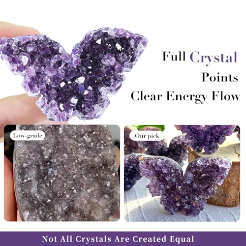 BAOHEN A Symbol of Healing – Amethyst Crystal Butterfly Healing Crystals Gifts for Women, Spiritual Decor, Crystals Healing Stones for Meditation and Transformation, Large 2"x2.1" - Image 5