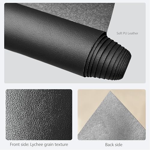 Sensylectra Weiches Kunstleder Matte,Wasserdichtes PU-Leder,Kunstleder Meterware Für Nähen,Taschen, Möbel, DIY-handgefertigte Projekte,140 * 30cm (Schwarz)