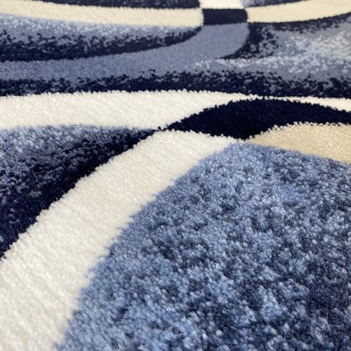 2305 Geometric Abstract Navy 2x7 Area Rugs for Entryway