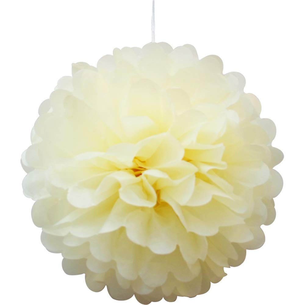 1PCS Tissue Paper Pompoms Pom Poms Flower Handmade Wedding Party Decorations Balls | Ivory/Cream, 12"(30cm) |