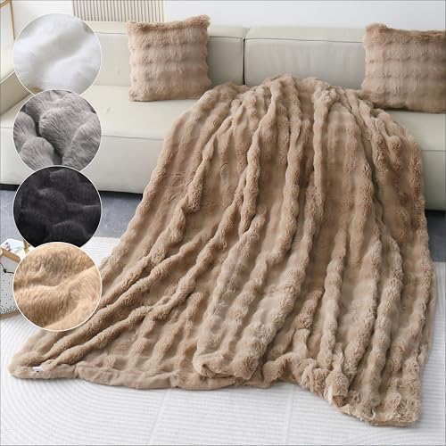 Emilie-Textil: Luxus Kunstfell Decke – Extra Weiche und Kuschelige Fell...