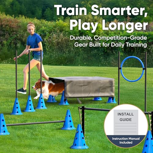 BARKQUET Dog Agility Course Backyard Set Complete Dog Agility Equipment with Cones, Carry Bag, Tunnels for Dogs, Jump Ring - Pet Training Playground, Dogs Obstacle Course Backyard for Indoor Outdoor