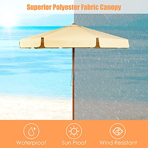 GIANTEX 3 m parasols voor buiten, 2-in-1, kantelbaar, afsluitbaar, 8 lamellen, 48 mm, met zonneklep voor regen en zon… - Afbeelding 8