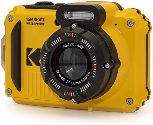 KODAK PIXPRO WPZ2 Rugged Waterproof Digital Camera 16MP 4X Optical Zoom 2.7" LCD Full HD Video, Yellow