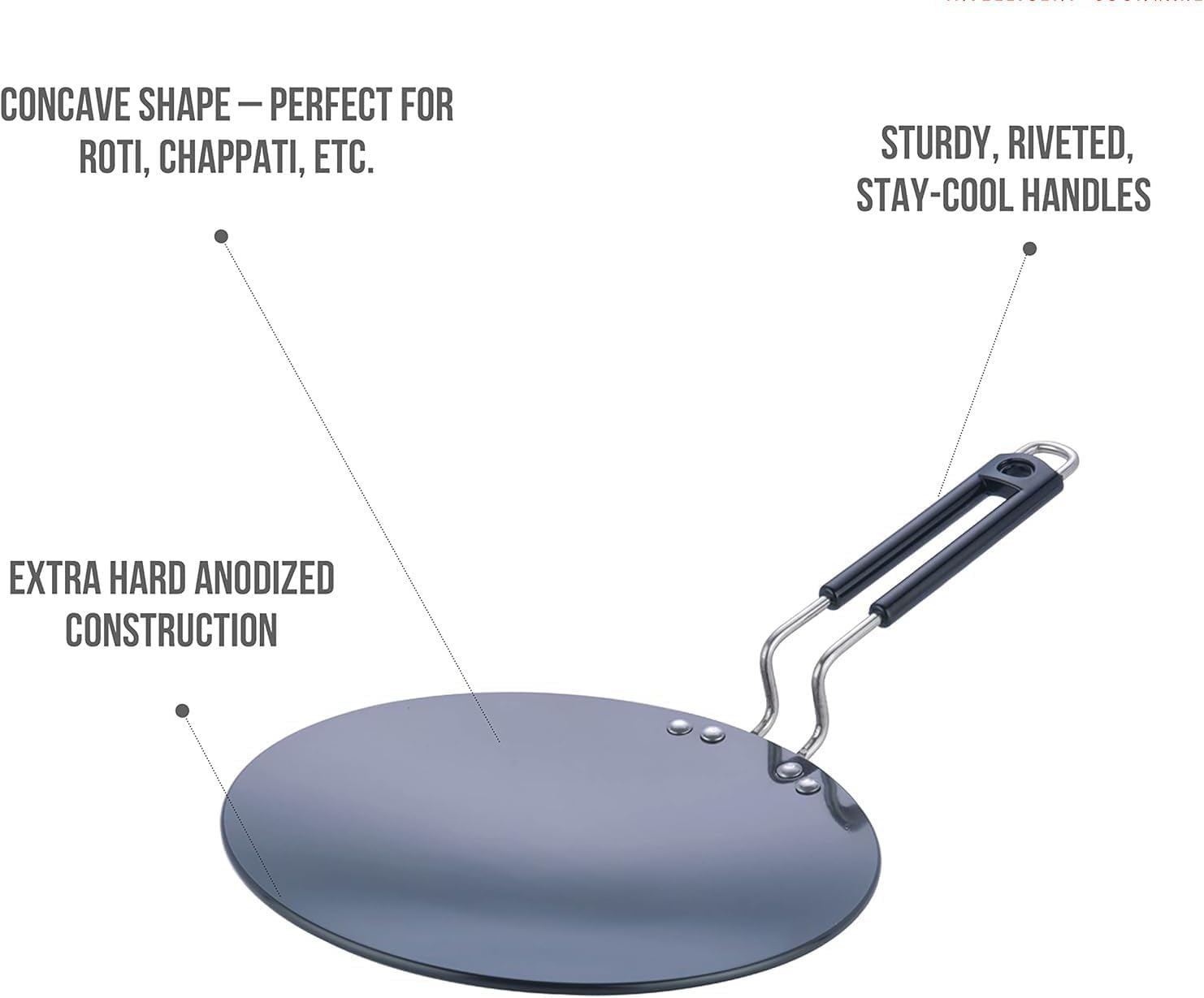 Iron tawa for Roti,Chapati,Dosa Loha Tawa with Premium Handle, 100% Toxin-Free, Long Lasting, Black 10Inch