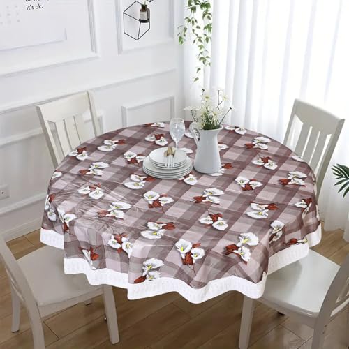 Image of Dakshya Industries PVC Waterproof Round Table Cover for 4 Seater Dining Table | 60 Inch Round Printed Table Cover | Spill Proof, Oil Resistant, Heat Resistant, Wipe Clean