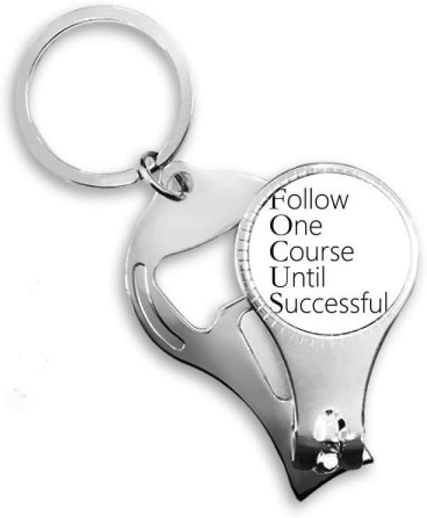 Follow Successful Quote Art Deco Gift Fashion Nail Nipper Ring Key Chain Bottle Opener Clipper