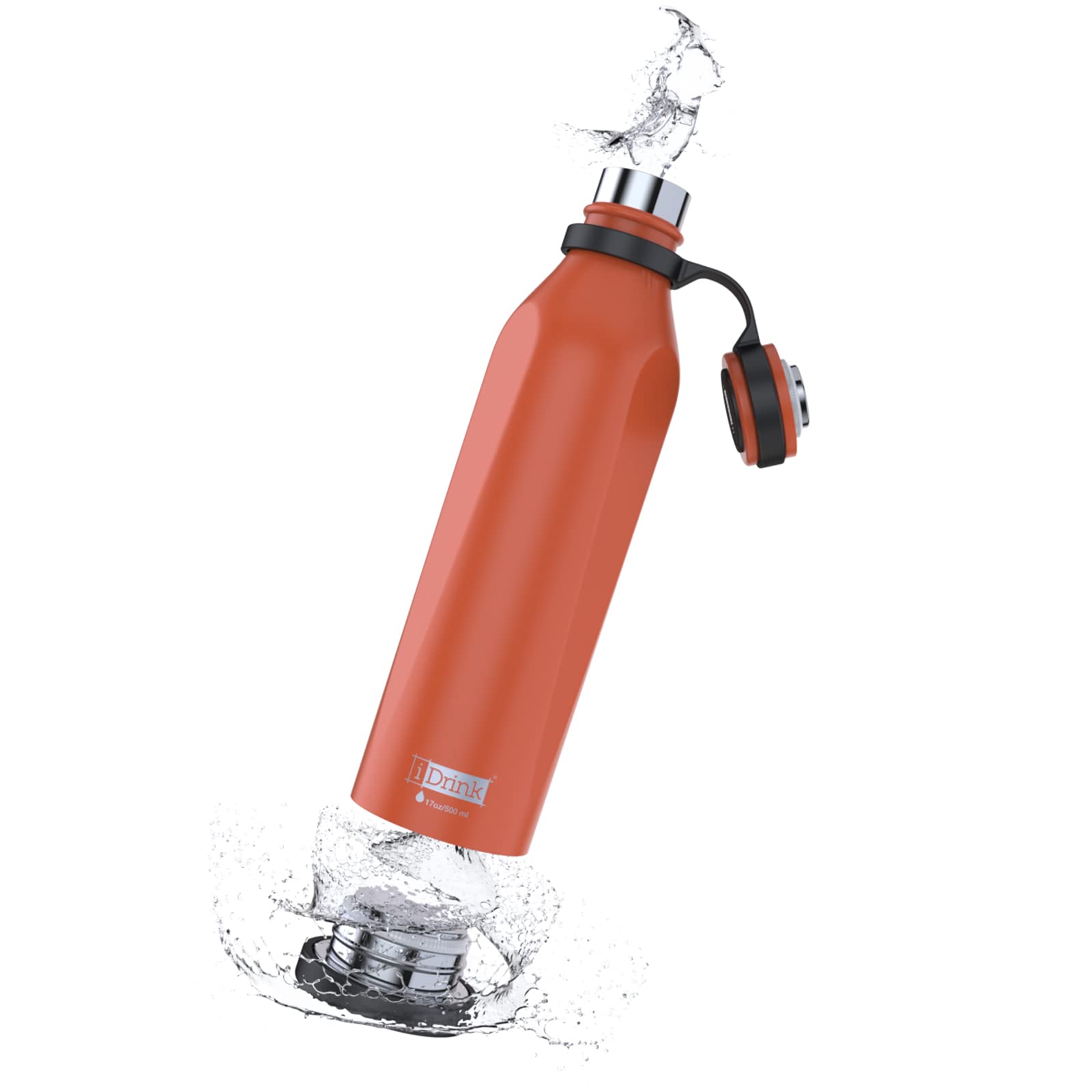 IDRINK® - b-evo Revolutionäre Isolierflasche, 3 Wände, Edelstahl-Flasche mit Doppel-Deckel, 500 ml (MODIGLIANI)