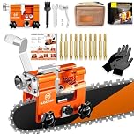 OMCCHK Chainsaw Sharpener Kit, Portable Hand Crank Chainsaw Chain Sharpener Jig, 4-22 Inch Gas & Electric Chainsaws Compatible, Chainsaw Blade Sharpener with 10 Sharpening Burrs & Carry Bag