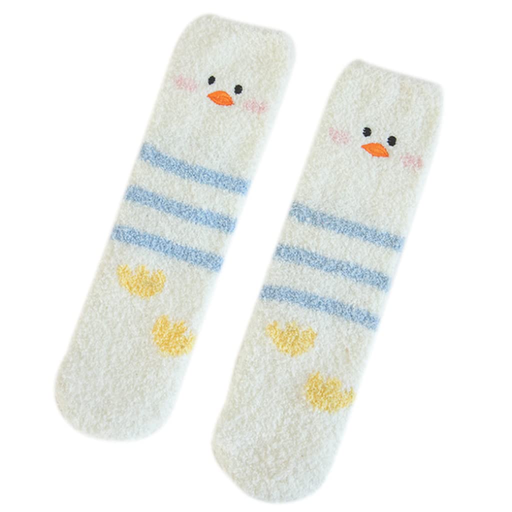 Shapew Unisex D Women Winter Coral Velvet Fuzzy Slipper Socks Cute Uck Penguin Embroidere Fluffy Plush Warm Floor Sleeping Hosiery