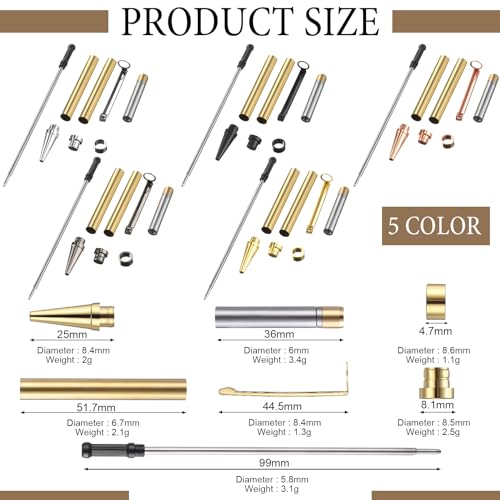colarr 10 sets woodturning pen kits project supplies including 7mm slimline pen kits with refill and pen blanks lumber for lathe turning starter package diy crafts
