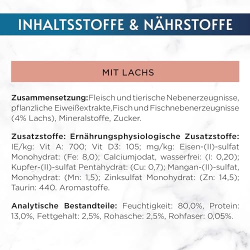Gourmet Perle Erlesene Streifen Katzenfutter nass, mit Lachs, 26er Pack (26 x 85g)
