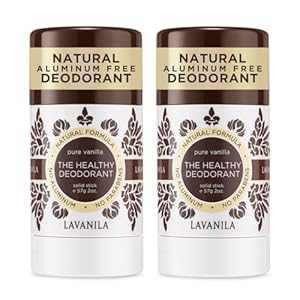 Lavanila Natural Aluminum Free Deodorant 2-Pack, Pure Vanilla – The Healthy Deodorant for Men and Women, Solid Stick (2 Ounce Each), Vegan